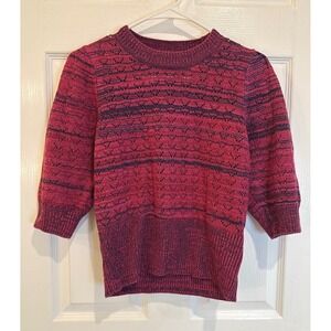La Joie Women's‎ Medium Pink Knit 3/4 Sleeve Open Knit Sweater Top